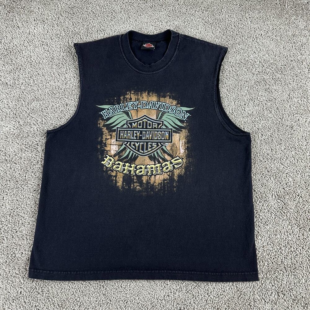 Harley Davidson Shirt Mens Extra Large Bahamas Pirate Skull Black Flag Tank Top
